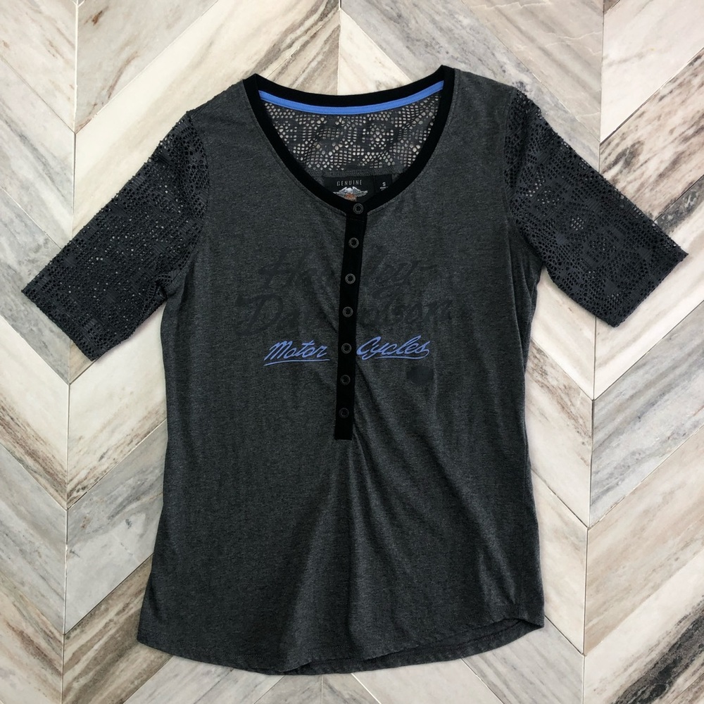 Harley Davidson Motorcycles Net Henley Shirt Small